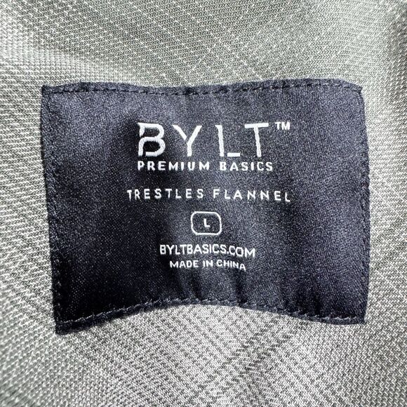 Bylt Trestles Flannel Shirt Mens Large Green Plaid Double Pocket Embroidery Logo - Picture 5 of 12